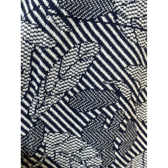 Lands End Coastal Floral Sweater M Blue Cardigan Striped Old Money Classic Artsy - Picture 5 of 12